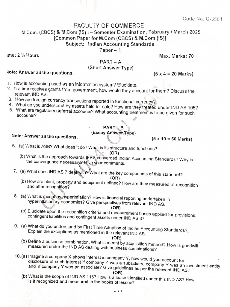 Ind As Previous Year Question Paper | PDF