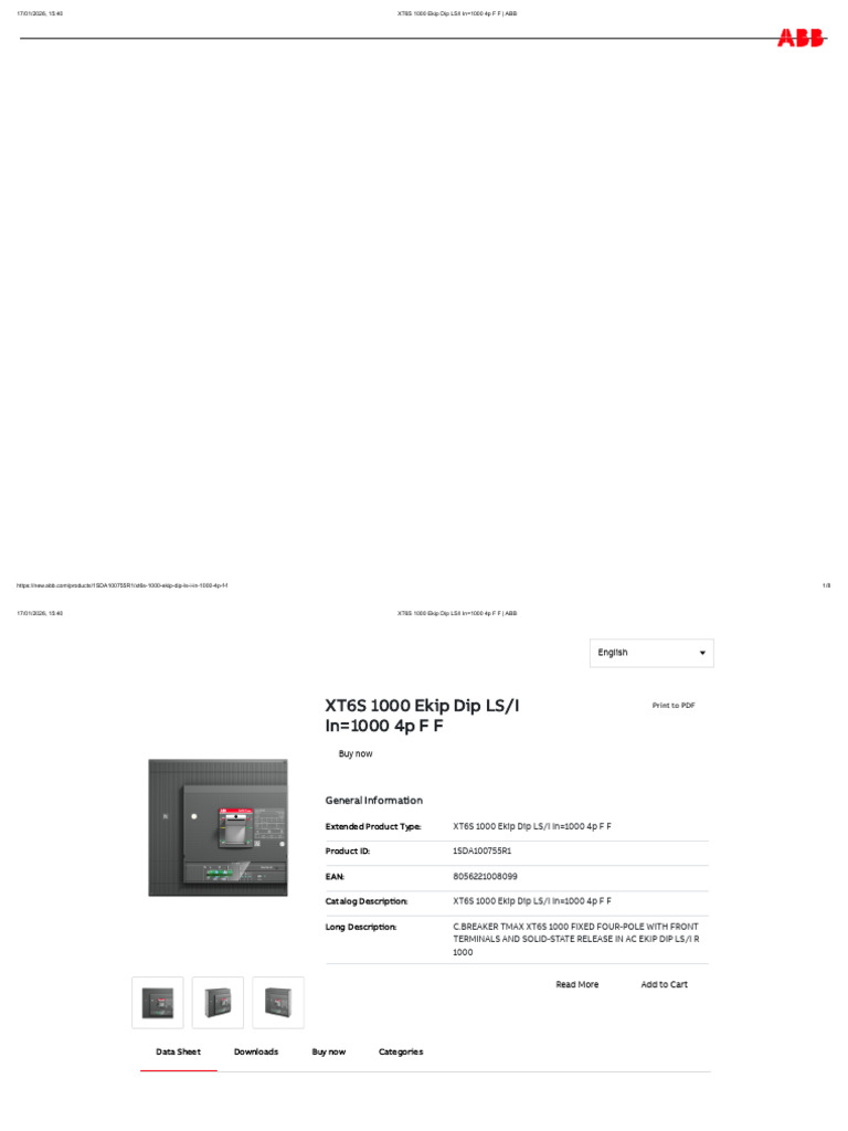 Xt6s 1000 Ekip Dip Ls - I in 1000 4p F F - Abb | PDF | Alternating ...
