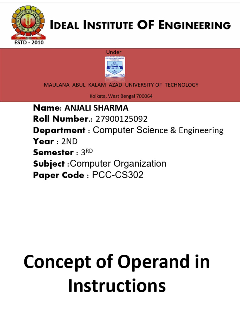 Concept of Operand in Instructions Presentation | PDF