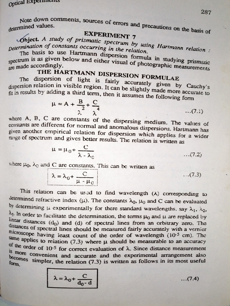 Hartmanns Formula | PDF | Dispersion (Optics) | Electromagnetic Radiation