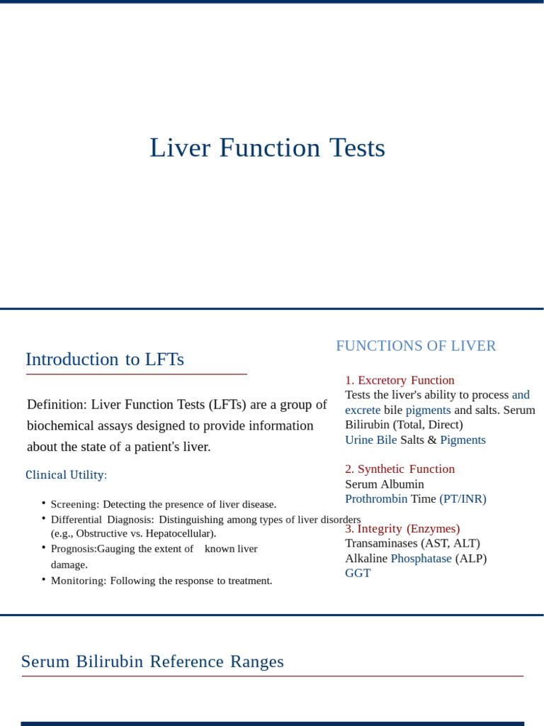 Liver Function Tests and Their Role in Liver Disease Diagnosis | PDF ...