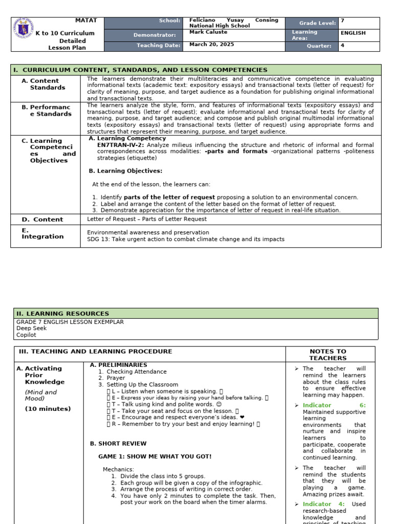 Co Lesson Exemplar q4 | PDF | Learning | Teachers