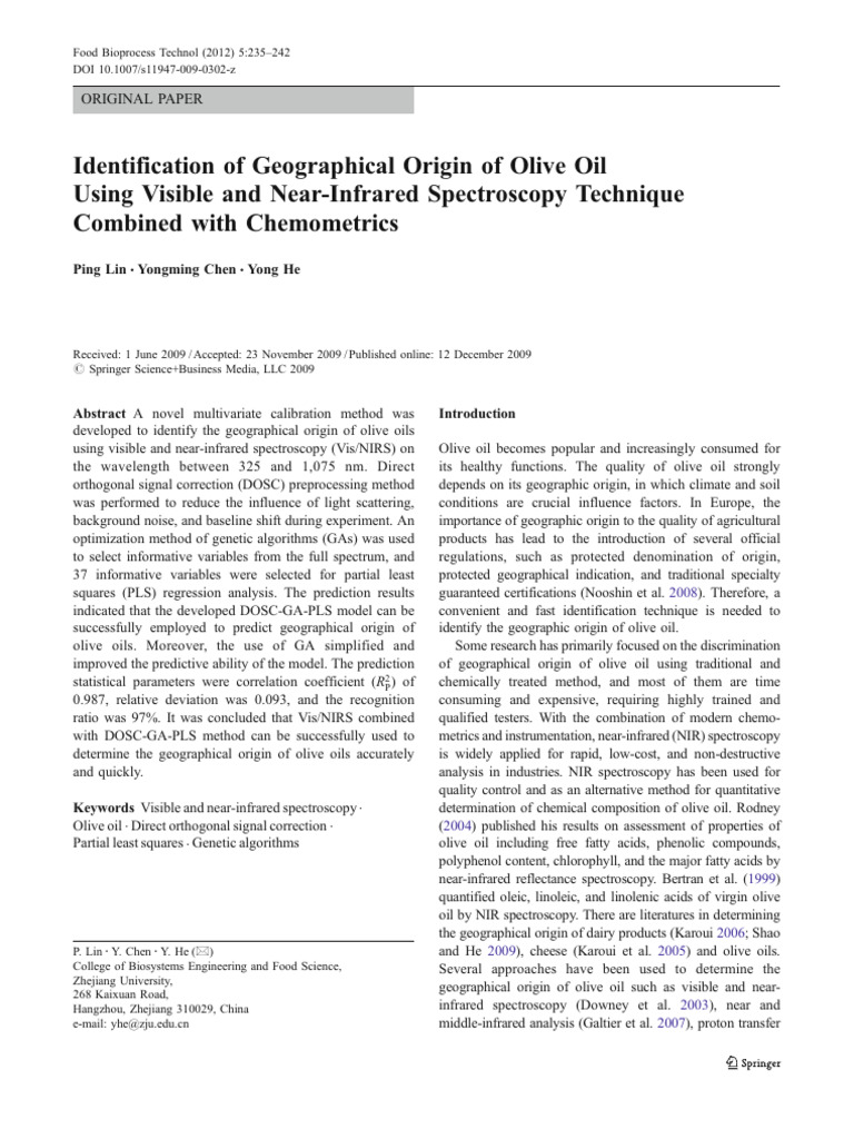 Pub 2012 (Lin) Identification of Geographical Origin of Olive Oil Using ...