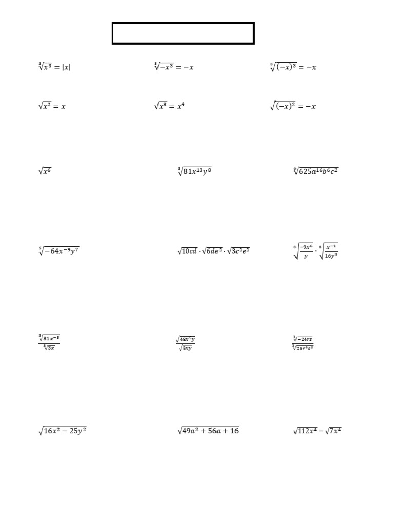Radicals Test Review | PDF | Function (Mathematics) | Square Root