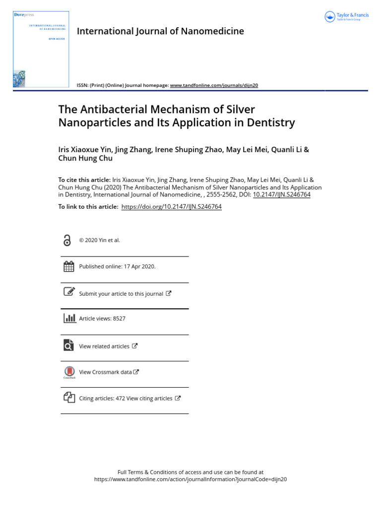 The Antibacterial Mechanism of Silver Nanoparticles and Its Application ...