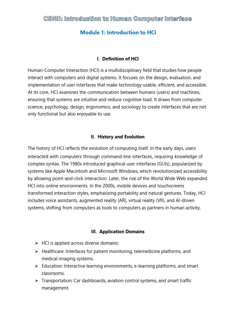 CSNII - Introduction To HCI-1 | PDF | Human–Computer Interaction ...