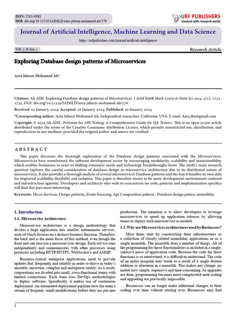 Exploring Database Design Patterns of Microservices | PDF | Databases ...