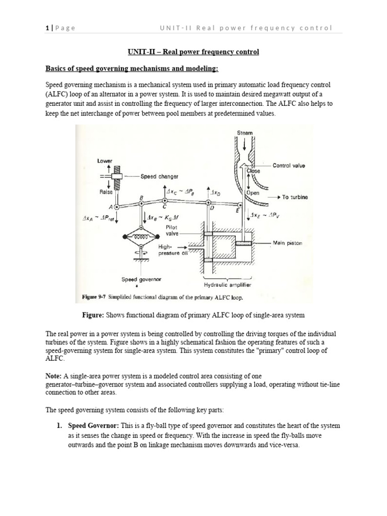 UNIT 2 Real Power Frequency Control | PDF | Electric Generator | Turbine