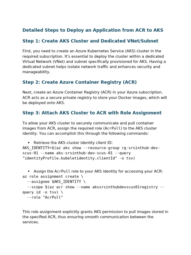 Detailed Steps To Deploy An Application From ACR To AKS | PDF ...