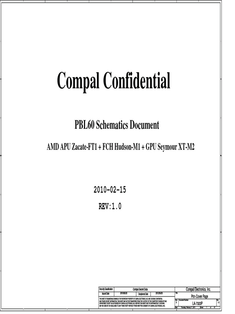 Compal La-7322p r1.0 Schematics | PDF | Usb | Computer Hardware