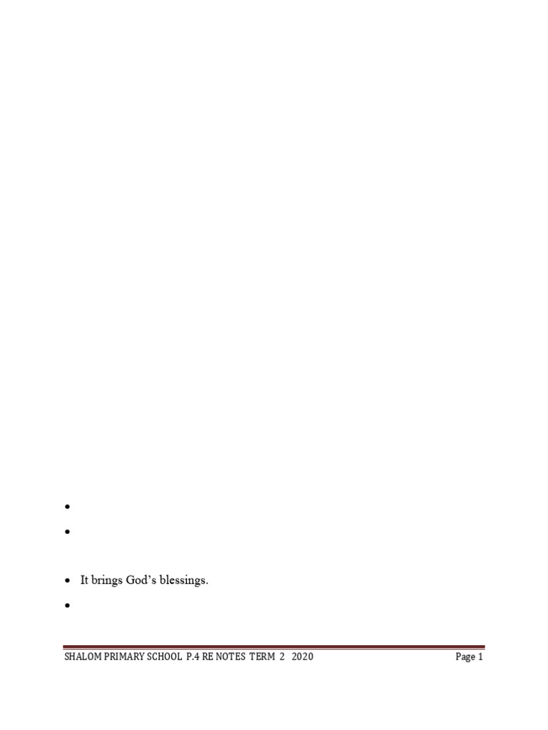 Religious Education Lesson Notes For P.4 Term II 2020 | PDF ...