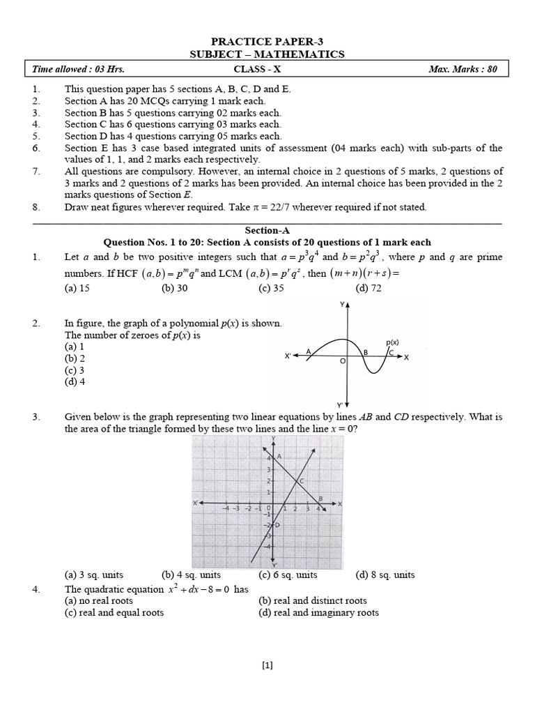 X-Maths (PP-3) QP For Schoolcgtctcycytctcct | PDF | Circle | Area