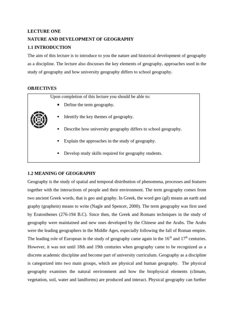 Lecture One | PDF | Geography | Earth Sciences