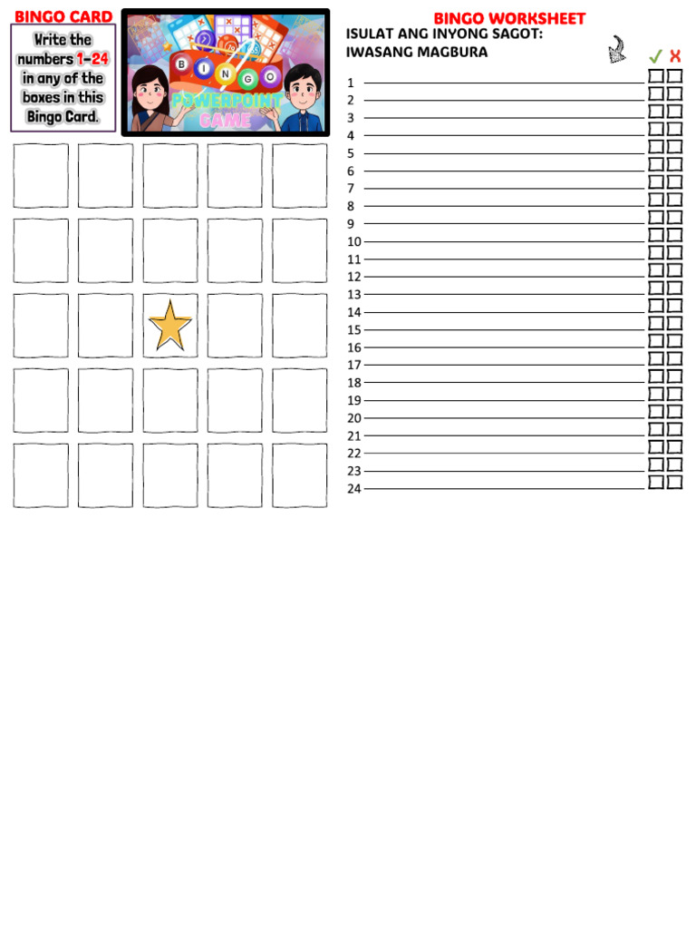 Bingo Card and Bingo Worksheet | PDF