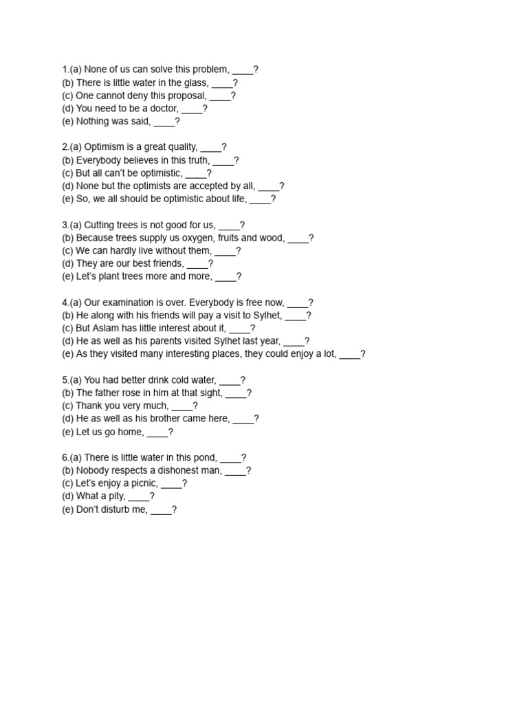 Class 9 Exam (Tag Question) | PDF