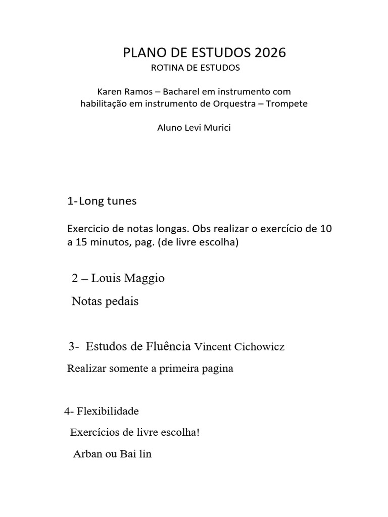 Plano de Estudos 2026 | PDF