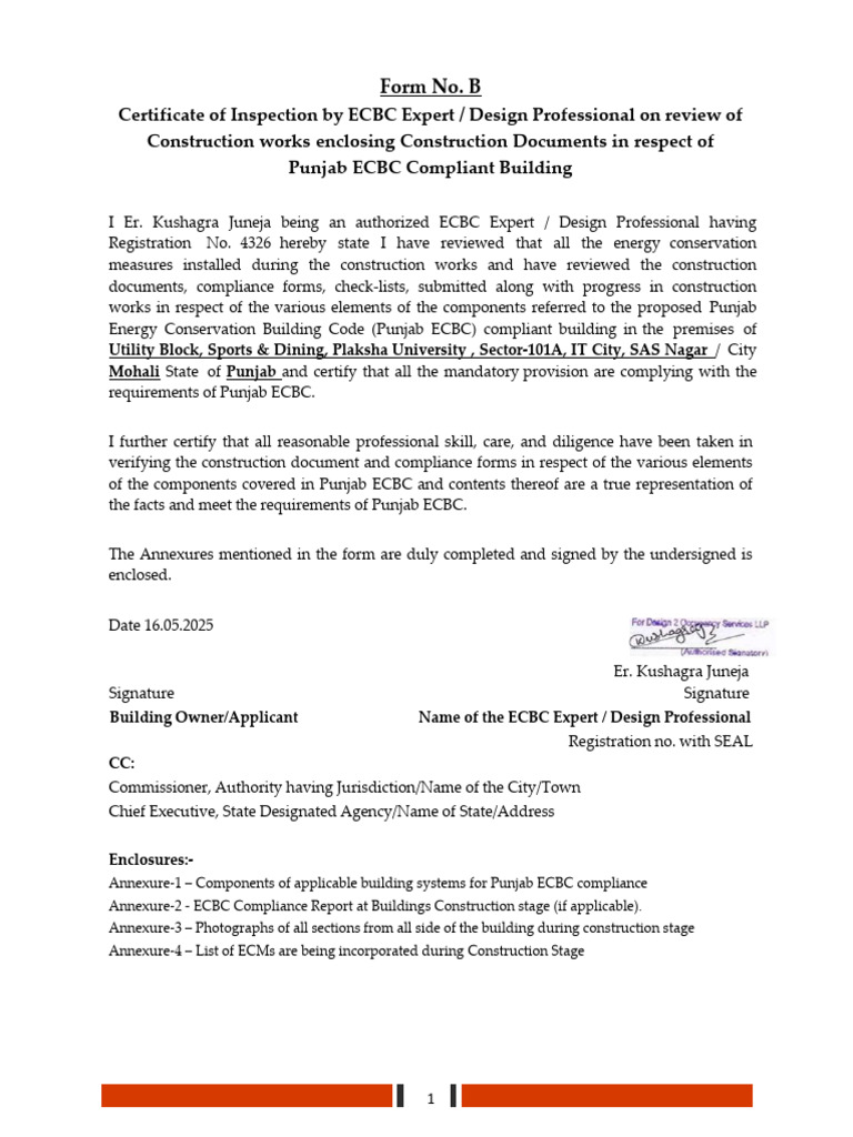 Form-B (Construction Stage) Utility Block, Sports & Dining | PDF ...