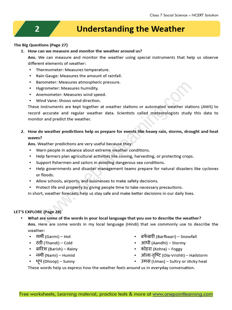 NCERT Solution Class 7 Social Science Chapter 2 Understanding The ...