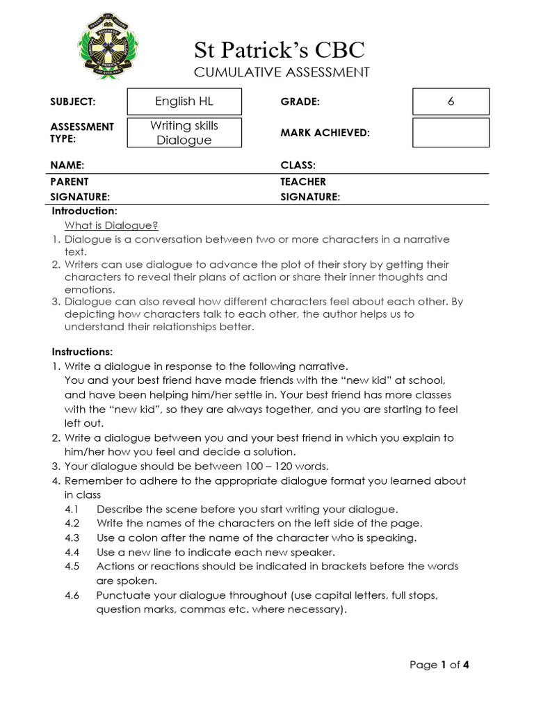 Grade 6 CW Dialogue | PDF | Human Communication | Linguistics