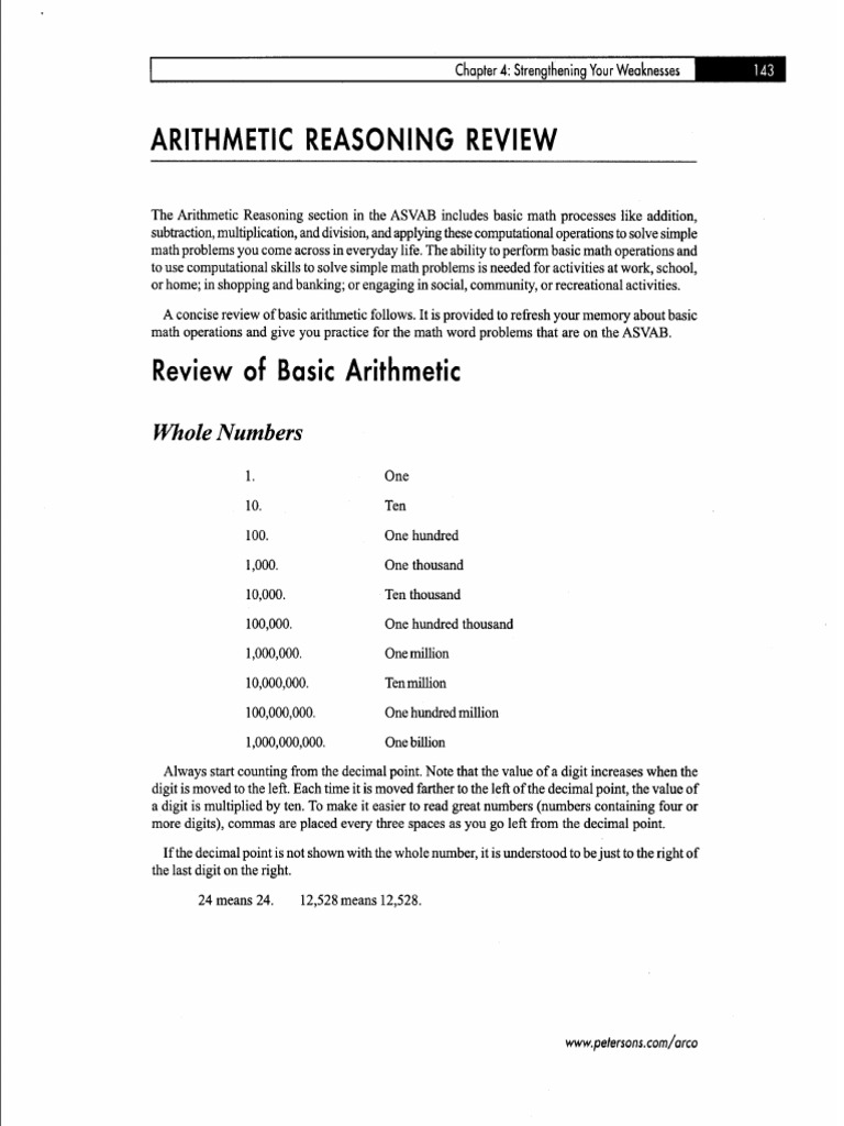 Arithmetic Reasoning Review | PDF