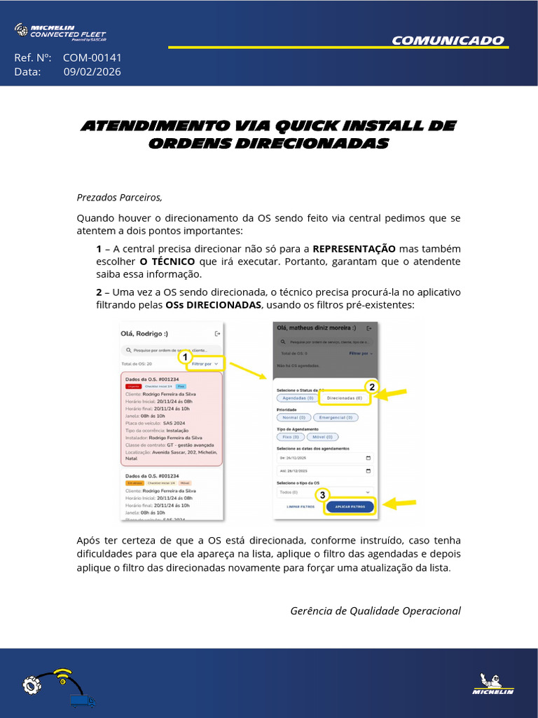 [COM-00141] Comunicado - Atendimento via Quick Install de Ordens ...