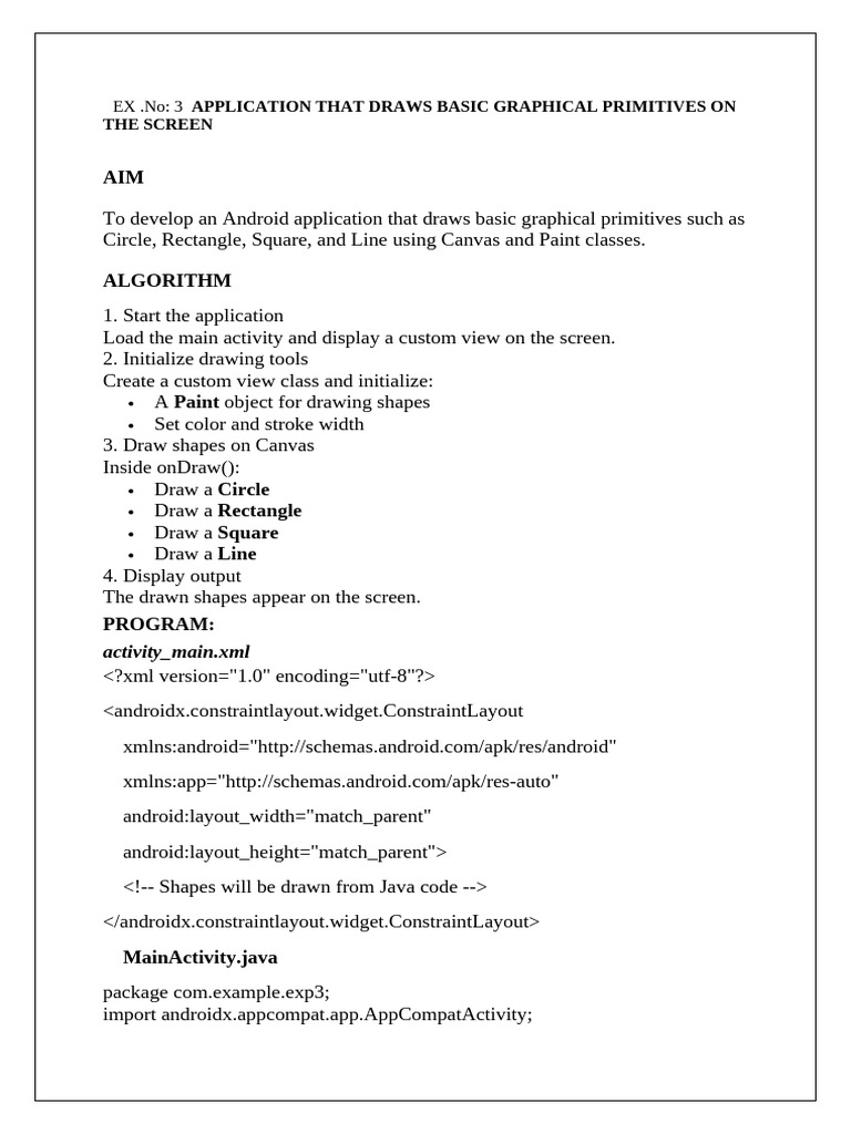 Exercise 3 | PDF | Graphics | Android (Operating System)
