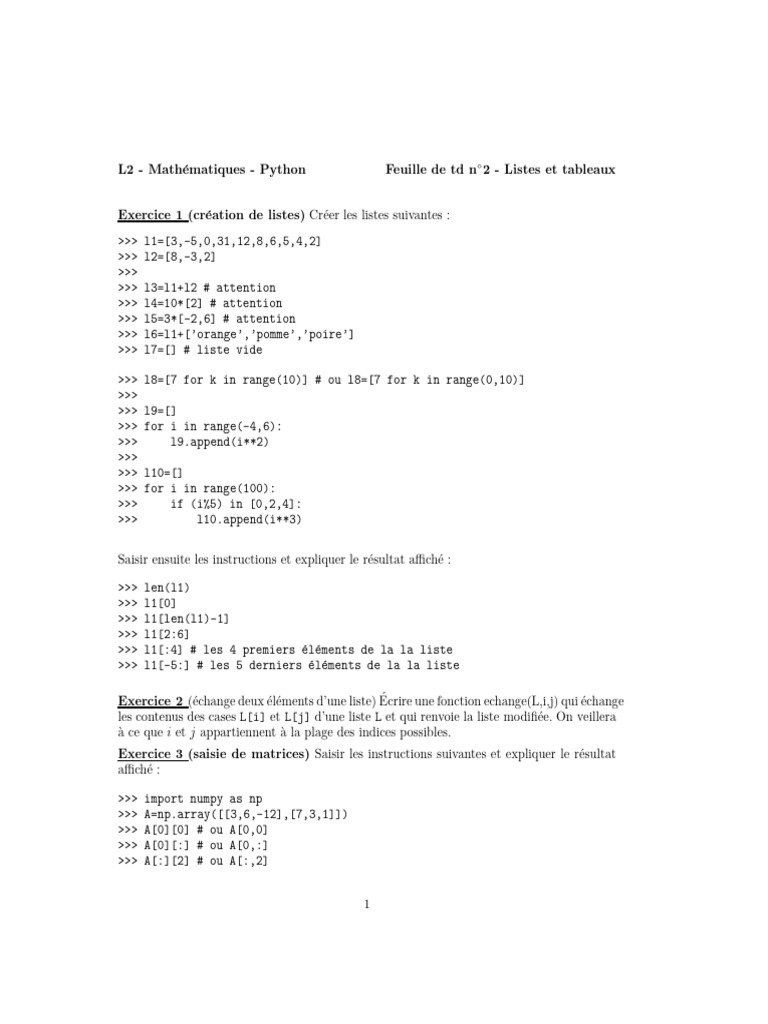 L2 Maths Python Td2 | PDF