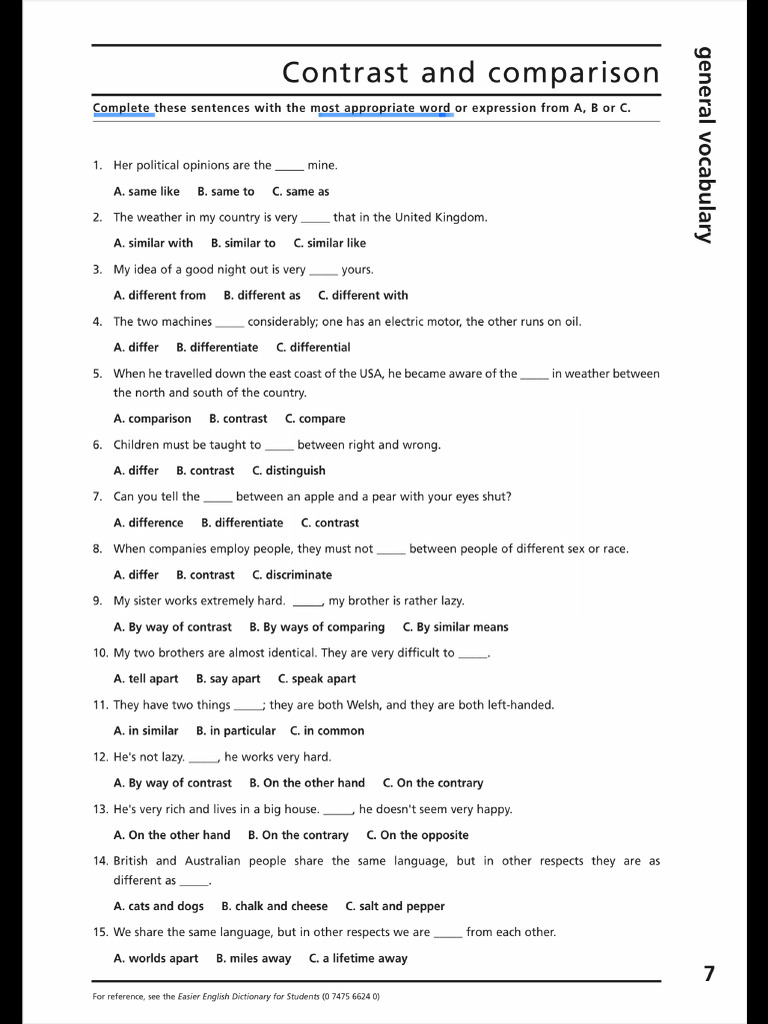 Practice of Miscellaneous General Vocabulary | PDF