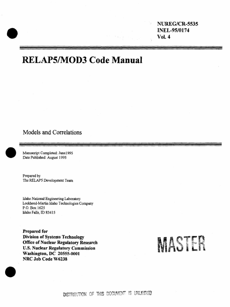 Relap Codemanual Vol4 | PDF | Nuclear Regulatory Commission | Nuclear ...