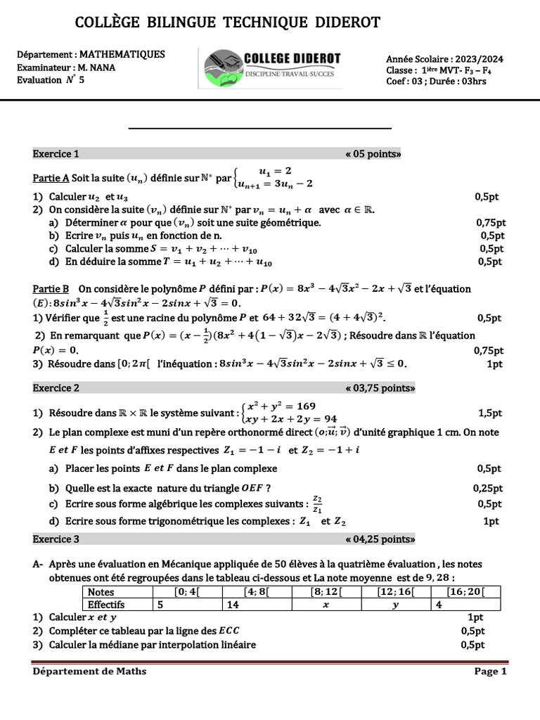 Seq-5 PF3 Maths | PDF | Fonction (Mathématiques) | Nombre complexe