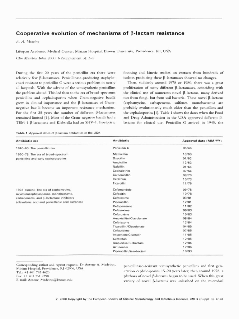 Cooperative Evolution of Mechanisms of β Lactam Re | PDF | Beta ...