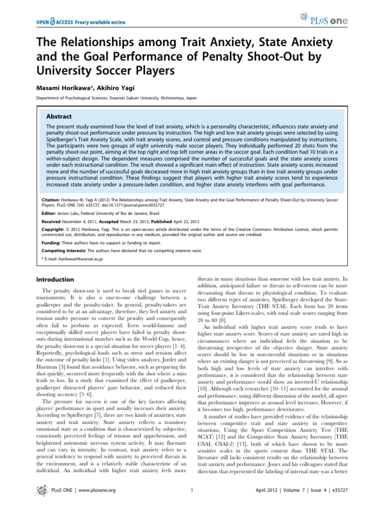 The Relationships Among Trait Anxiety, State Anxiety | PDF | Anxiety ...
