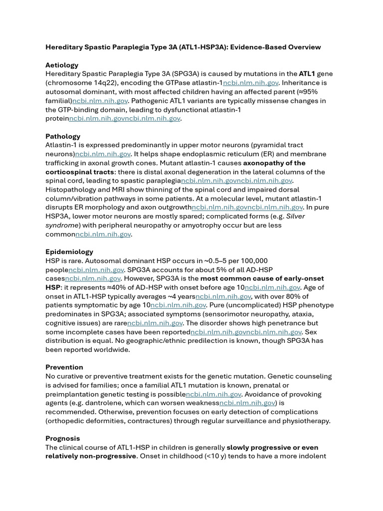 Hereditary Spastic Paraplegia Type 3A | PDF | Medical Genetics | Neurology