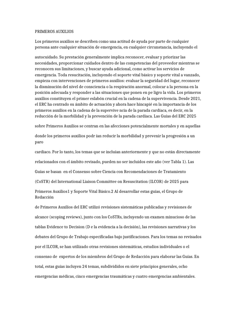 ERC Guidelines 2025 First Aid ESPAÑOLL | PDF | Primeros auxilios ...