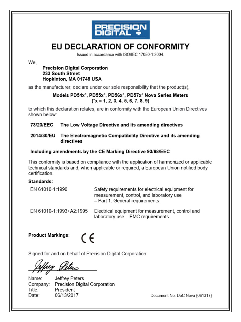 EU Declaration of Conformity Nova (061317) | PDF