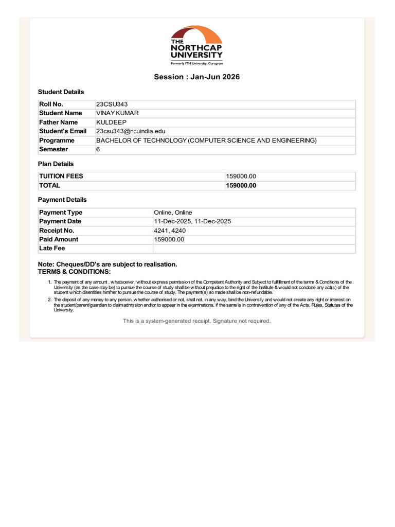 Fee Slip | PDF