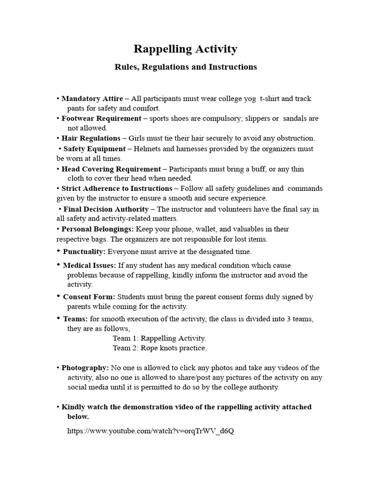 Rappelling Rules | PDF