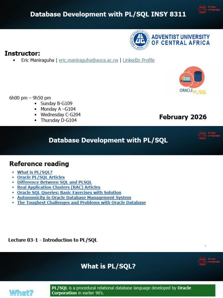 Lecture - 03-1 Introduction To PLSQL | PDF | Databases | Sql