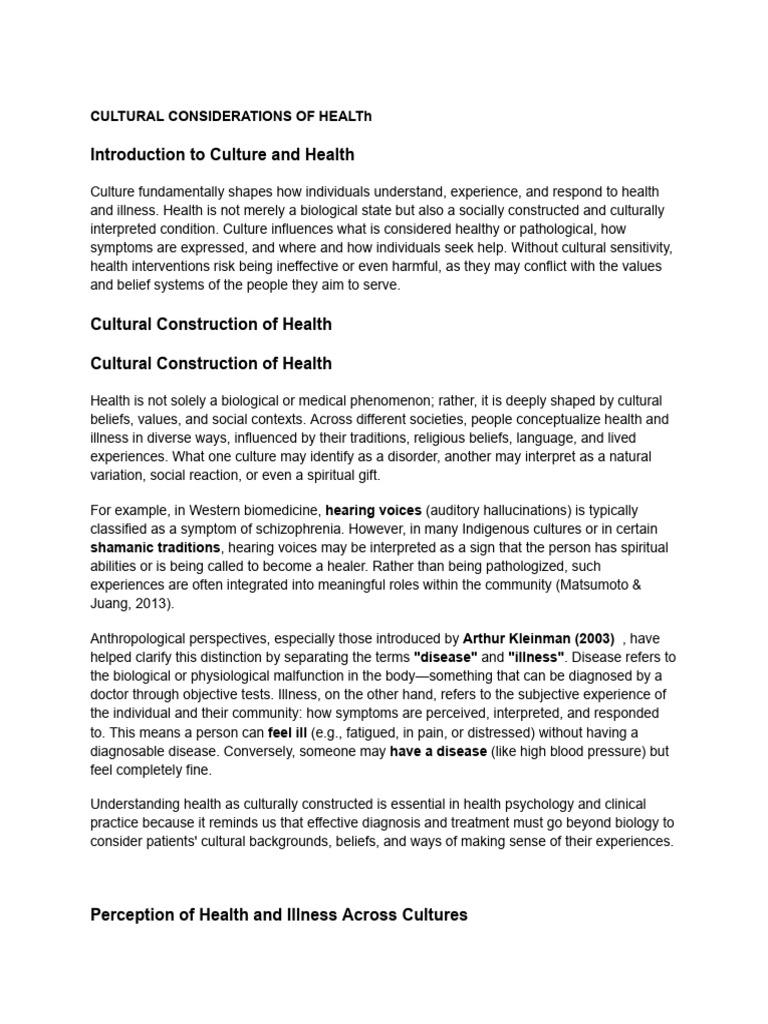 Cultural Considerations | PDF | Mental Disorder | Mental Health