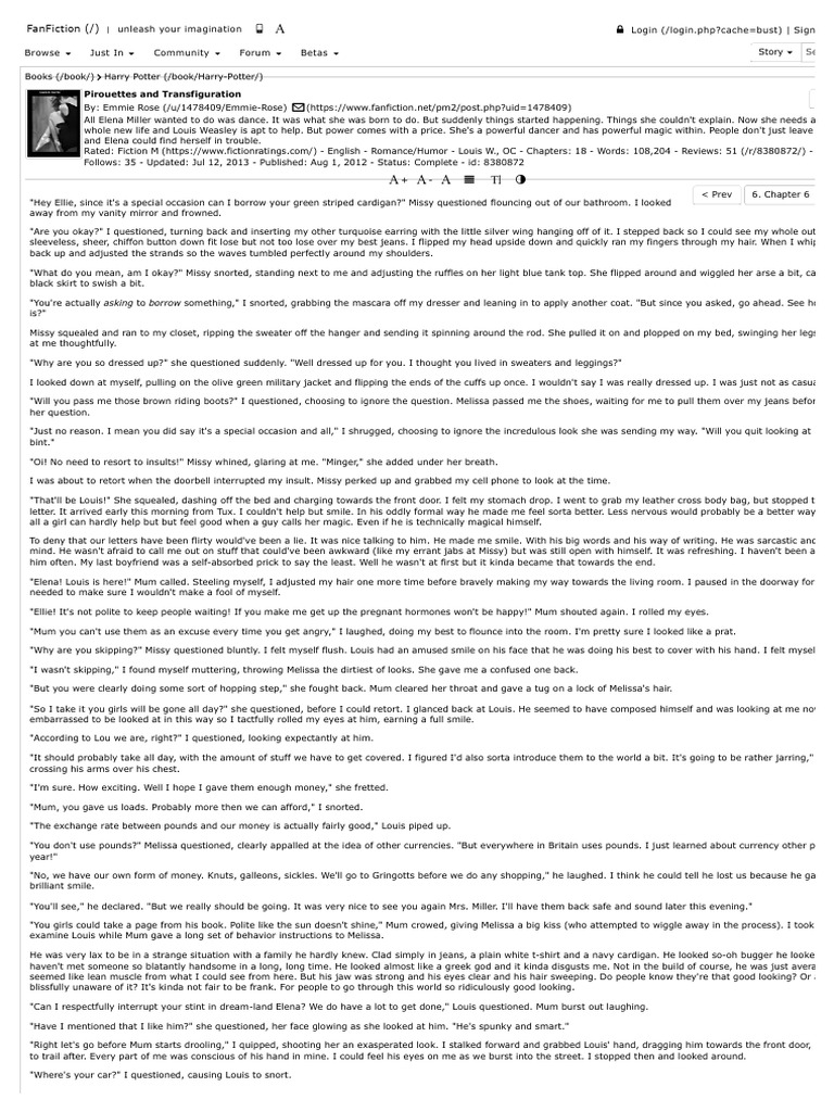 Pirouettes and Transfiguration Chapter 6, A Harry Potter Fanfic ...