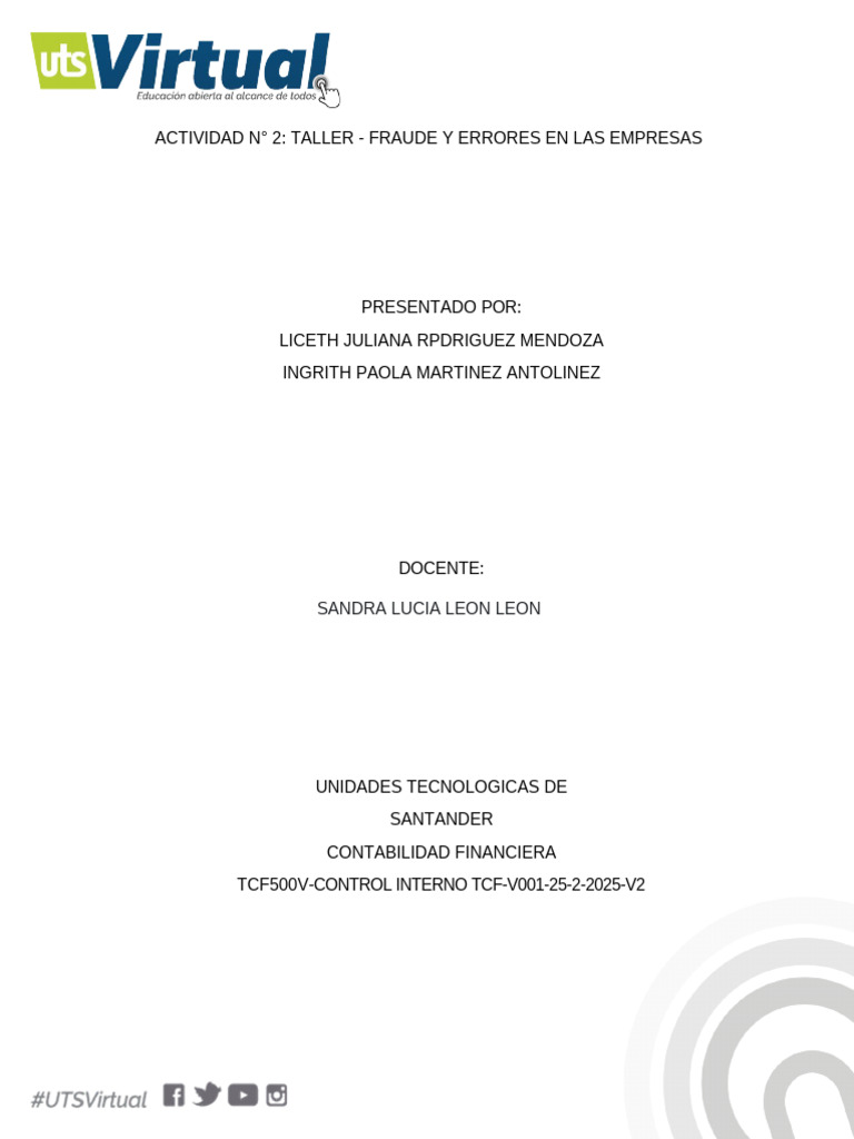 Taller Fraude y Errores en Las Empresas | PDF | Fraude | Contabilidad