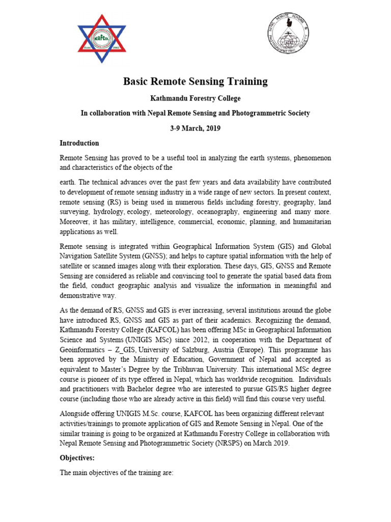 BasicRemoteSensingTraining Background Notes Final | PDF | Geographic ...