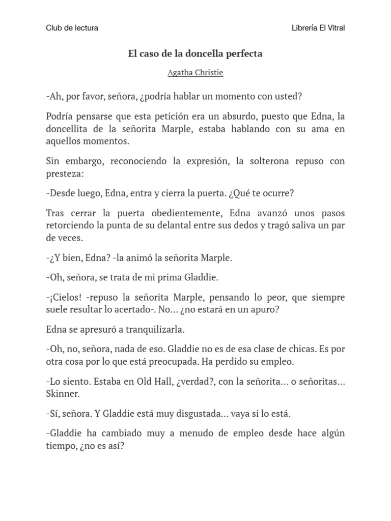 El Caso de La Doncella Perfecta | PDF
