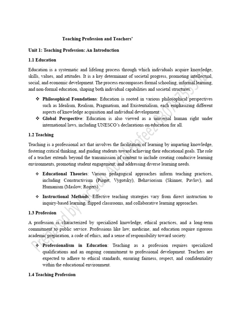 Teaching Profession and Teachers' Professional Development | PDF ...