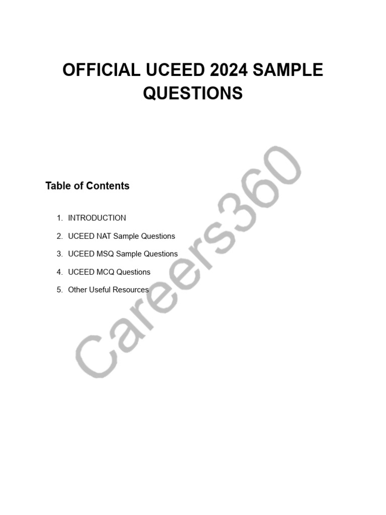 UCEED Official Sample Questions With Detailed Solutions (2024 ...