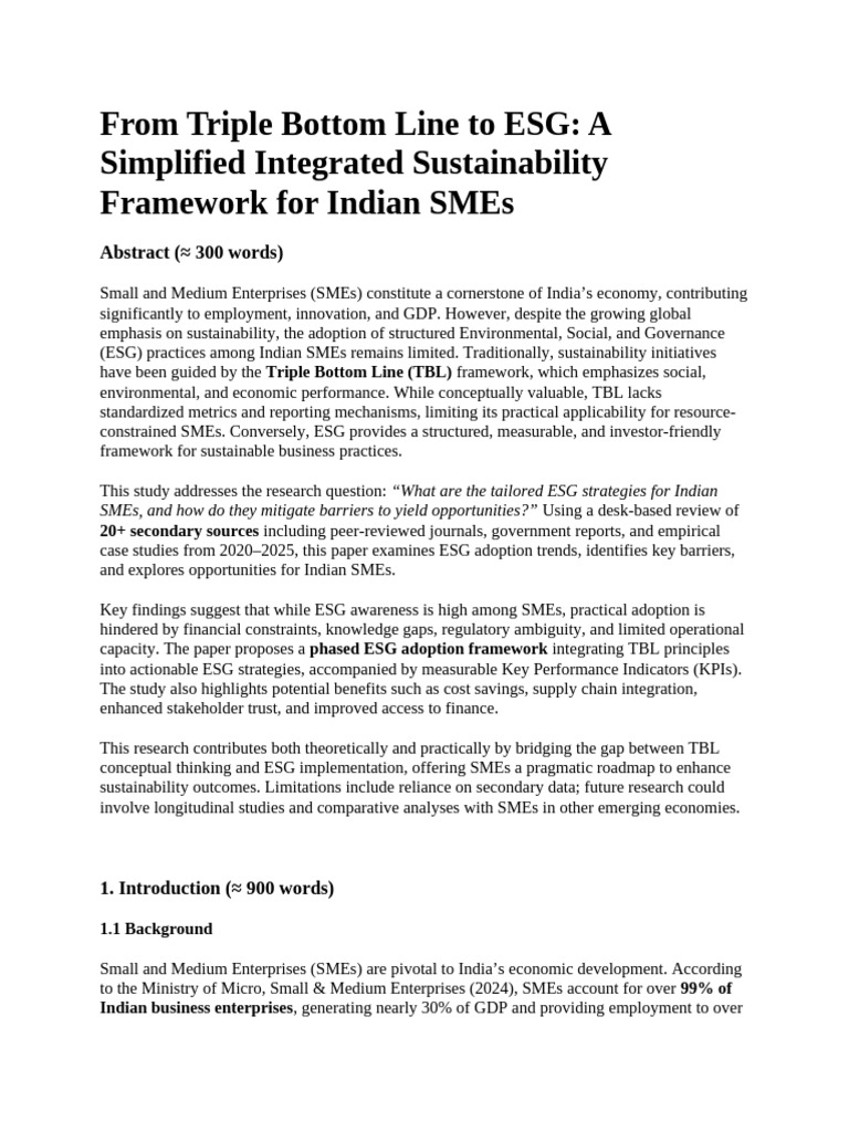 From Triple Bottom Line To ESG 1 | PDF | Sustainability | Performance ...