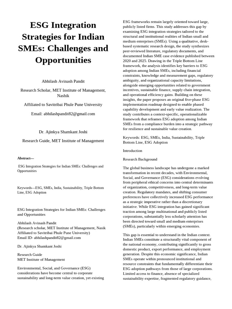IEEE Formatted ESG Paper | PDF | Governance | Sustainability