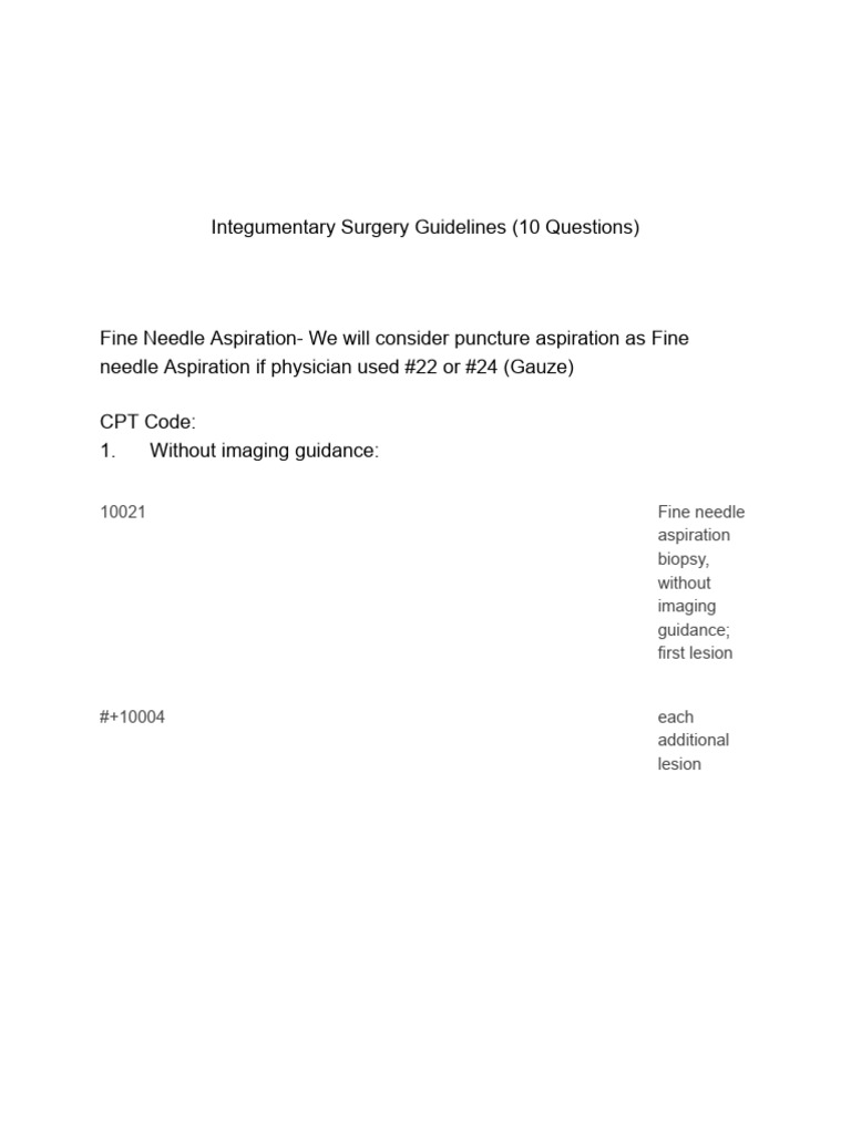 Integumentary Surgery Guidelines | PDF | Biopsy | Surgery