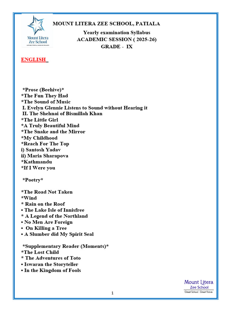 Yearly Exam Portion Grade IX 2025-26 | PDF | Geometry | Mathematics