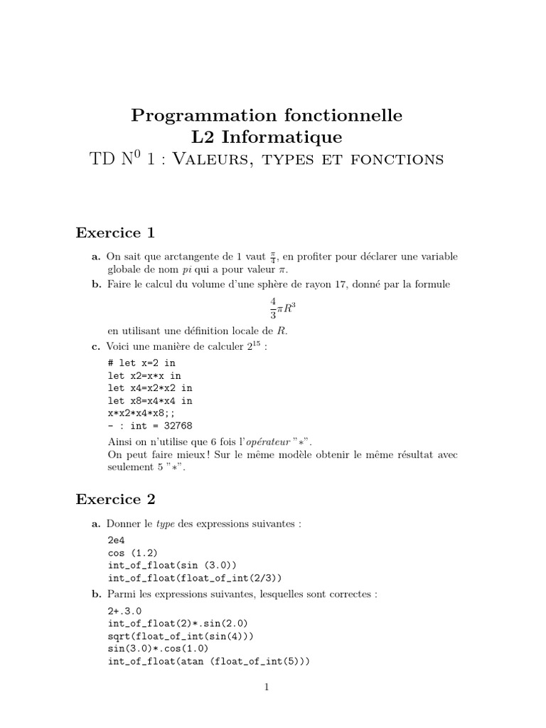 TD 1 | PDF | Programmation informatique | Analyse mathématique